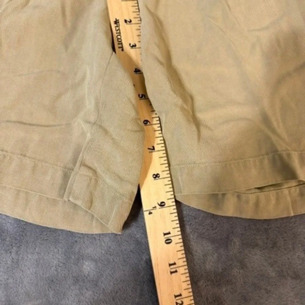 Folio Saks Fifth Avenue Mens 38 100% Silk Double Pleated Classic Shorts Khaki